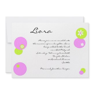 Bat Mitzvah Invitation CIrcles Pink Green