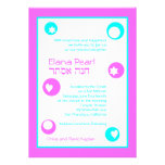 Bat Mitzvah Invitation Elana Pearl Pink Turquoise