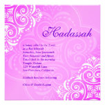 Bat Mitzvah Invitation Hadassah Floral Pink Purple invitations