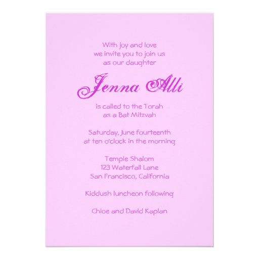 Bat Mitzvah Invitation Jenna Alli Pink Torah