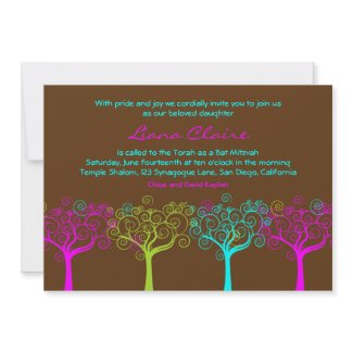 Bat Mitzvah Invitation Liana Claire Chocolate Pink