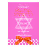 Bat Mitzvah Invitation Orange Ribbon Pink invitations
