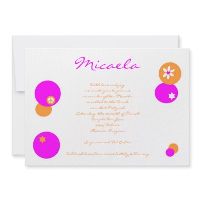 Bat Mitzvah Invitation Pink Orange by eMitz_com
