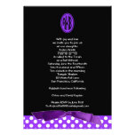 Bat Mitzvah Invitation Purple Bow Polka Dot Black invitations