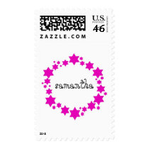 Bat Mitzvah Invitation Stamp - Stars, Pink
