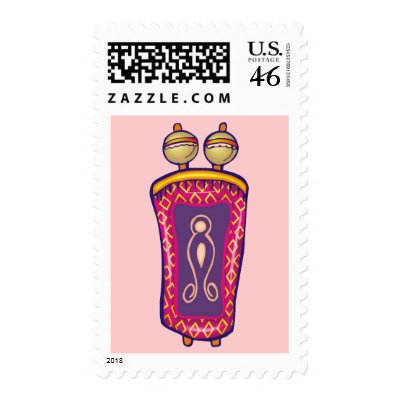 Bat Mitzvah Invitation Stamp - Torah Pink by eMitz_com