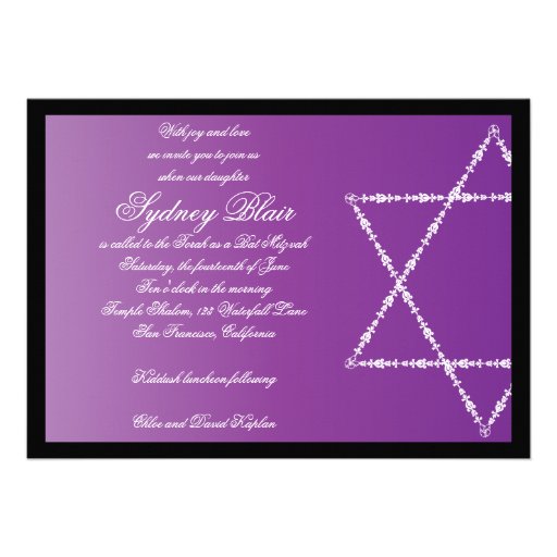 Bat Mitzvah Invitation Sydney Blair Purple