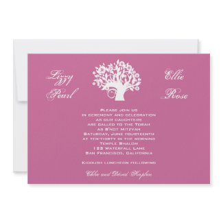 Bat Mitzvah Invitation Twins Sweet 16 Tree