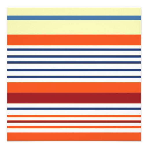 Bat Mitzvah Lines Stripes Orange Blue Yellow White Personalized Announcements