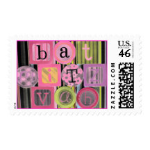 Bat Mitzvah Pink and Black Stamps