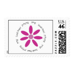 Bat Mitzvah Pink Flower Hebrew Name Circle postage