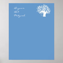 Bat Mitzvah Sign In Board Blue Tree of Life Posters