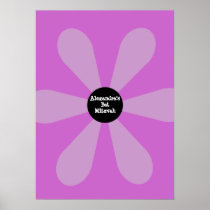 Bat Mitzvah Sign In Board Fun Flower Pink Poster