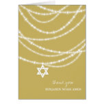 Bat Mitzvah Sparkles Star Of David Photo Thank You cards