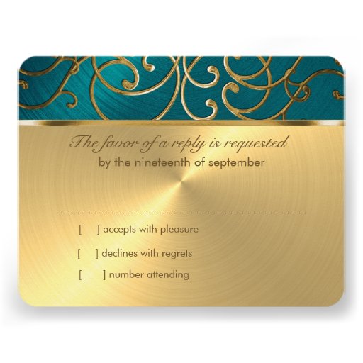 Bat Mitzvah Teal and Gold Filigree Swirls Custom Invite