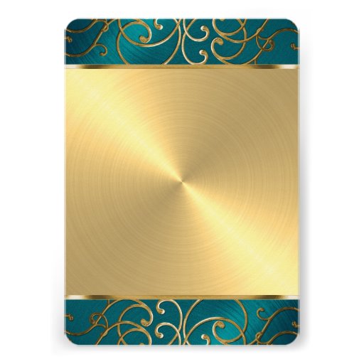 Bat Mitzvah Teal and Gold Filigree Swirls Personalized Invite