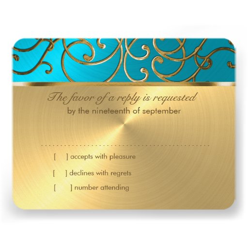 Bat Mitzvah Turquoise and Gold Filigree Swirls Custom Invite
