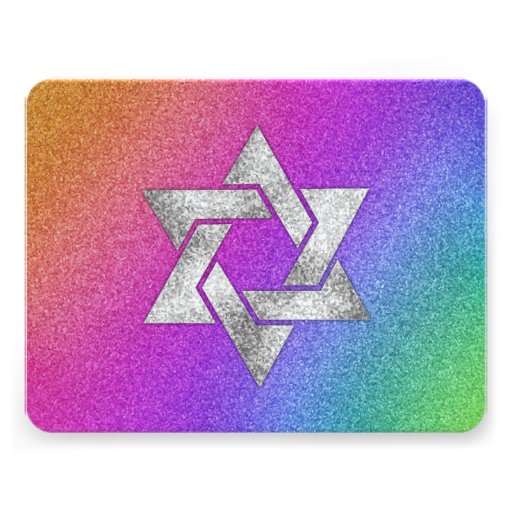 Bat Mitzvah Very Colorful Rainbow with Silver Star Custom Announcement