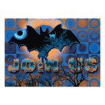 Bat moon witches cat cute halloween announcement