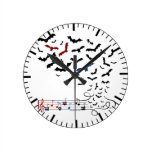 Bat Music Design 2 Round Wall Clocks