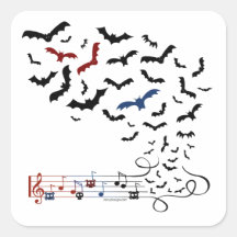 Bat Music Design 2 Square Stickers