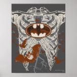 Bat Symbol Ribcage Vintage Collage posters