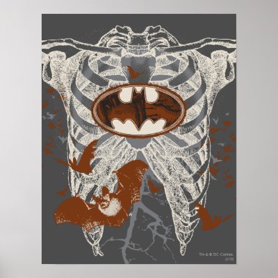 Bat Symbol Ribcage Vintage Collage Print by batman
