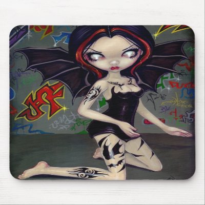 Bat Tattoos tribal tattoo urban fairy Mousepad by strangeling