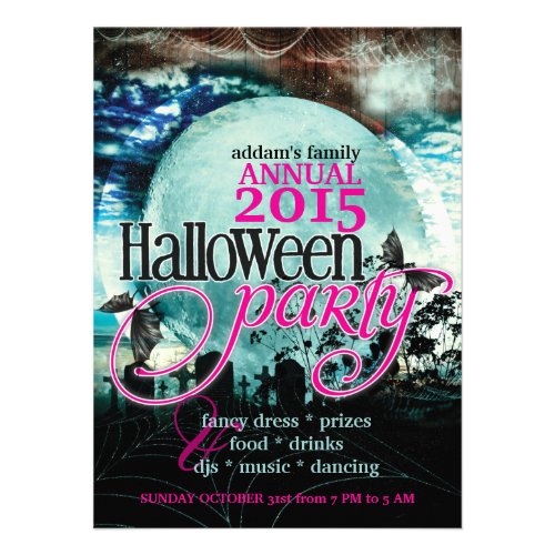 Bat Wings Moon Fairy-tale Halloween Party Custom Invites