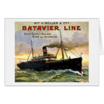 Batavier Line - Vintage Travel Greeting Card