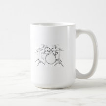 Batería de 5 pedazos: Dibujo negro y blanco: Tazas De Café