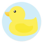 Bath Time Yellow Duck Round Stickers
