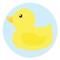 Bath Time Yellow Duck Round Stickers