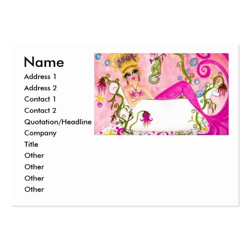 Bath tub mermaid , Name, Address 1, Add... Business Card Templates (front side)