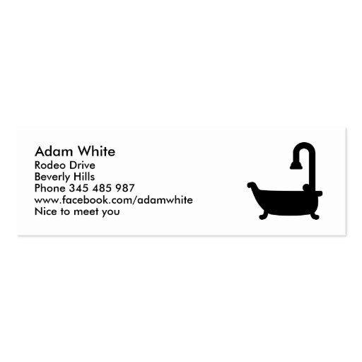 Bath tub shower business card template (front side)