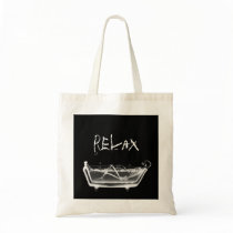 Bath Tub X-Ray Skeleton Black & White Tote Bag