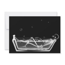 Bath Tub X-Ray Skeleton Black & White Personalized Announcements