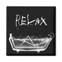 Bath Tub X-Ray Skeleton Black & White Magnet