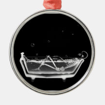 Bath Tub X-Ray Skeleton Black & White Christmas Ornament