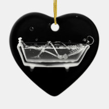 Bath Tub X-Ray Skeleton Black & White Ornaments