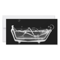Bath Tub X-Ray Skeleton Black & White Personalized Photo Card