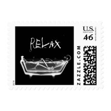 Bath Tub X-Ray Skeleton Black & White Postage