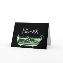 Bath Tub X-Ray Skeleton Green Greeting Cards