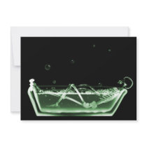 Bath Tub X-Ray Skeleton Green Custom Announcements