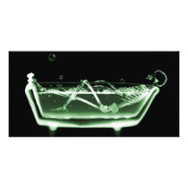 Bath Tub X-Ray Skeleton Green Personalized Photo Card