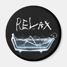 BATH TUB X-RAY VISION SKELETON - BLUE FRIDGE MAGNETS