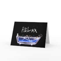 BATH TUB X-RAY VISION SKELETON - ORIGINAL GREETING CARD