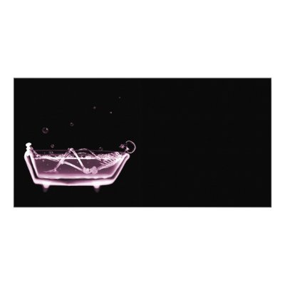 BATH TUB X-RAY VISION SKELETON - PINK PERSONALIZED PHOTO CARD by VoXeeD