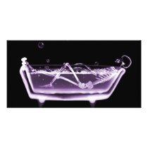 BATH TUB X-RAY VISION SKELETON - PURPLE CUSTOM PHOTO CARD