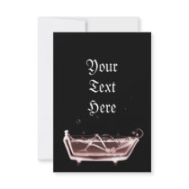 BATH TUB X-RAY VISION SKELETON - RED CUSTOM INVITATIONS
